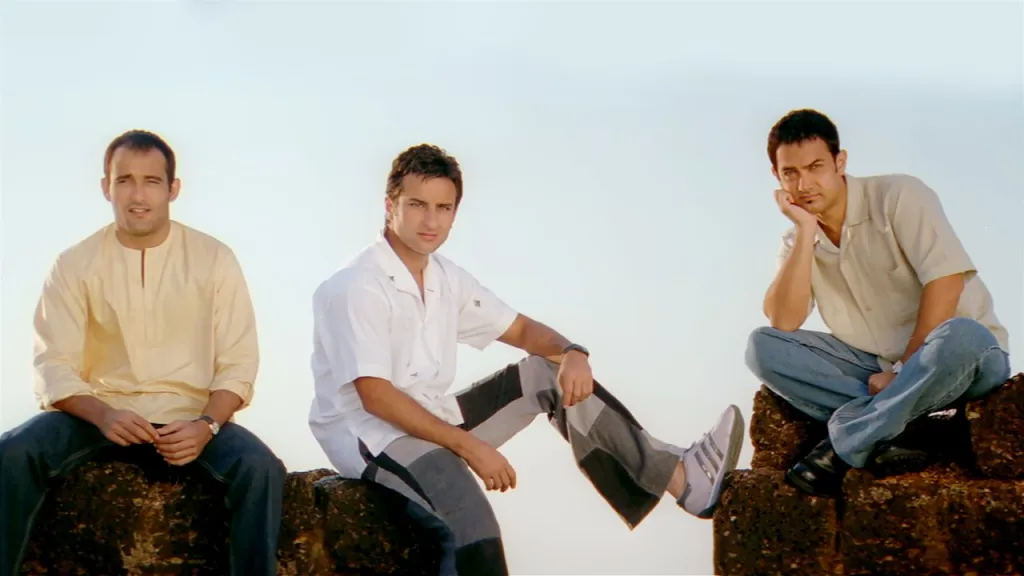 Akash, Sameer and Sid sitting on the fort wall